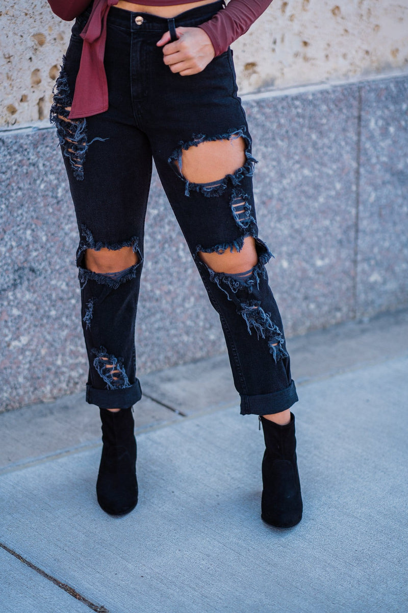 Distressed Boyfriend Jeans