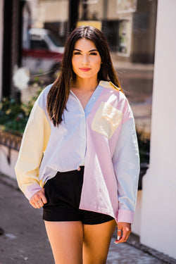 Jenna Color Block Button Up