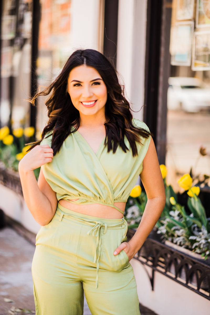 Lime green cross top