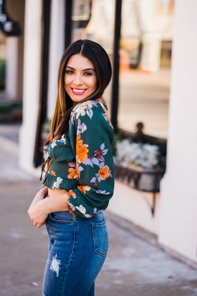 green floral top 