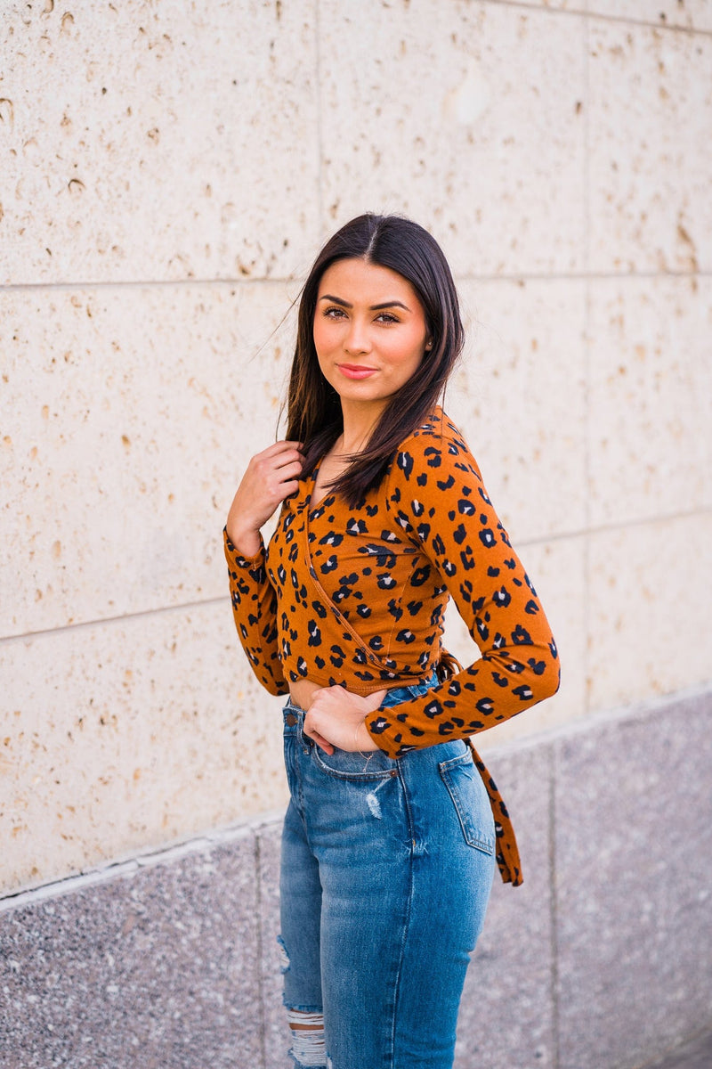 Tammy Leopard Print Wrap Top