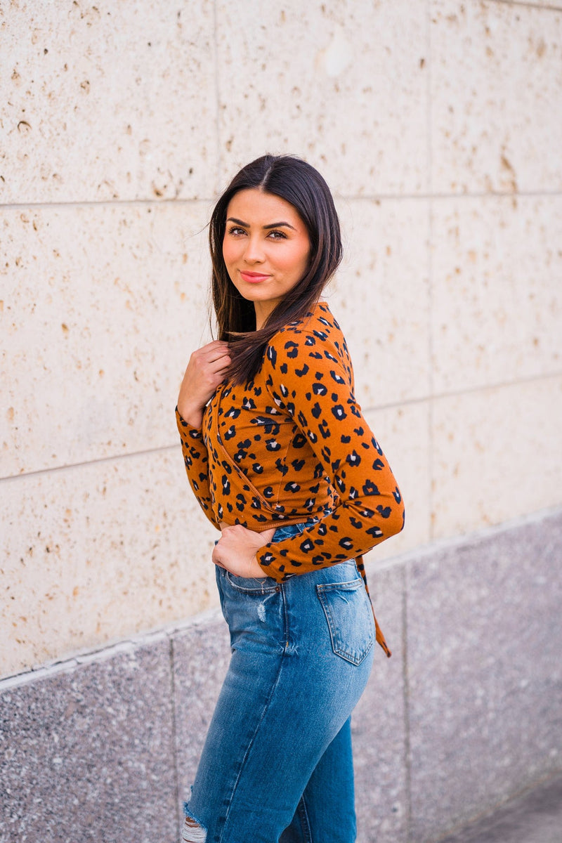 Tammy Leopard Print Wrap Top