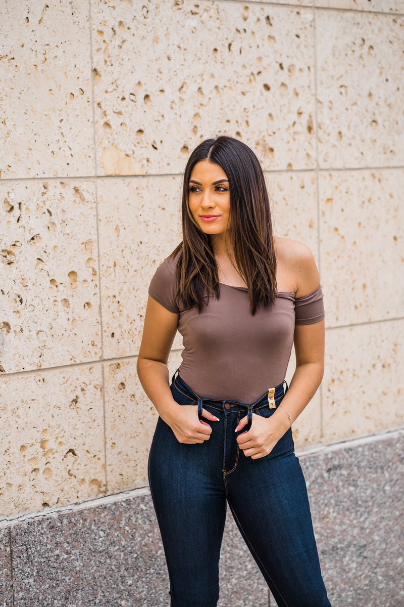 Mocha Off the shoulder bodysuit 